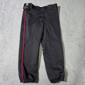 Mizuno Womens Small Baseball Pants Black Red‎ Piped Elastic Bottom Double Knee